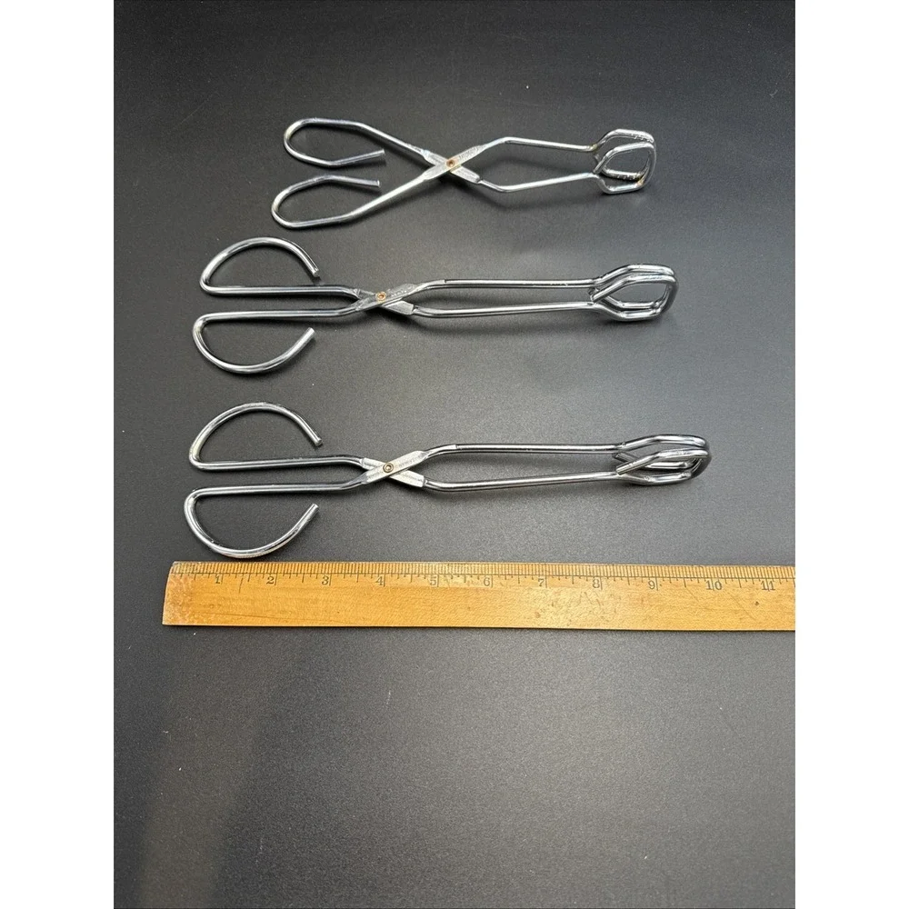 Lot Of 3 Stainless Steel Kitchen Tongs Made In Taiwan 10